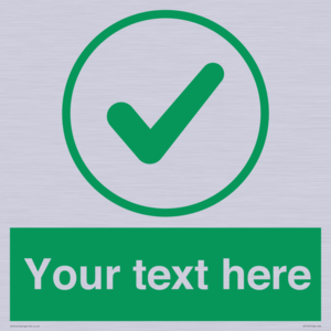 Custom green background, green tick in circle sign